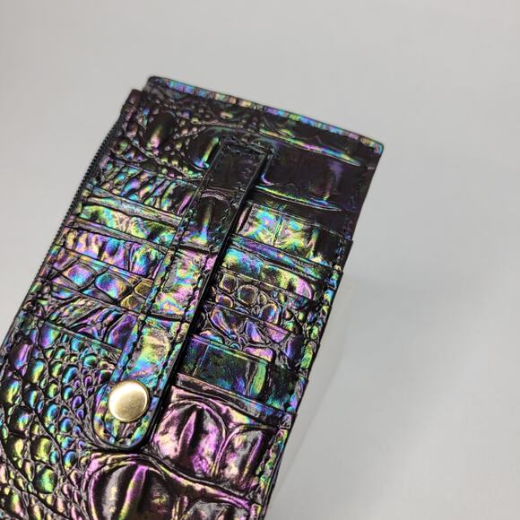 BRAHMIN Credit Card Wallet Black Pearl Ombre Melbourne Genuine Leather NWT - Picture 4 of 12